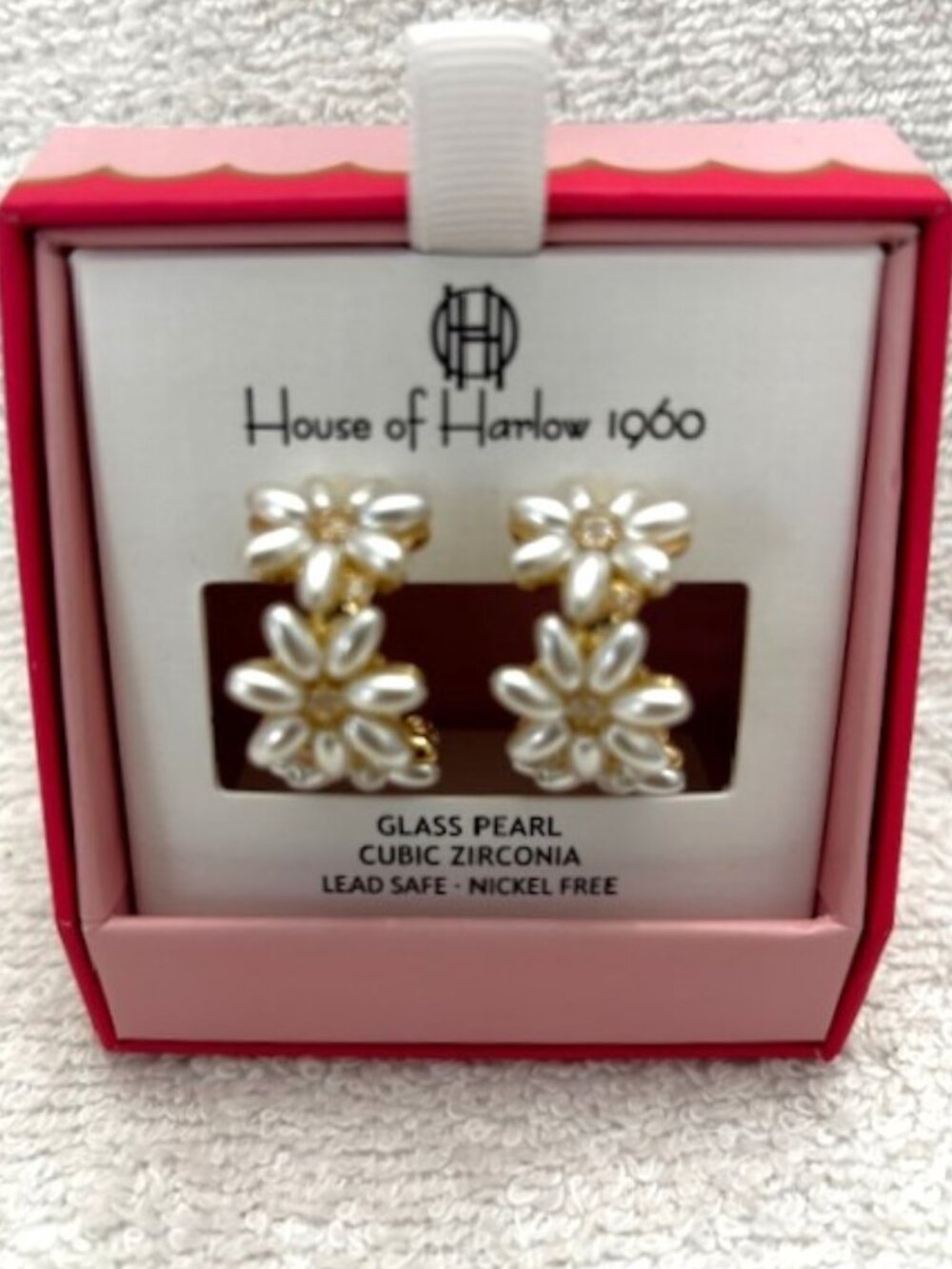 House of Harlow 1960 daisy chain cubic zirconia pierced earrings NWT